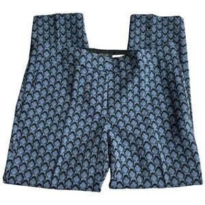 Ann Taylor Petite Devin Fit, Blue/Black Patterned, Ankle Dress Pants- 4P